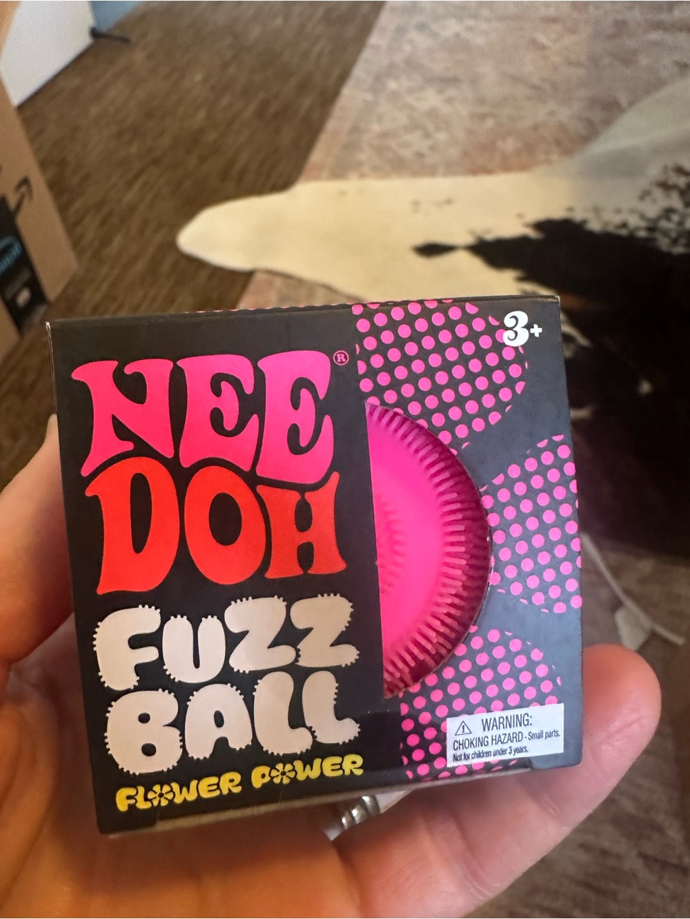 NeeDoh Fuzz Ball Flower Power Pink Squishy Fidget Toy – Original Box